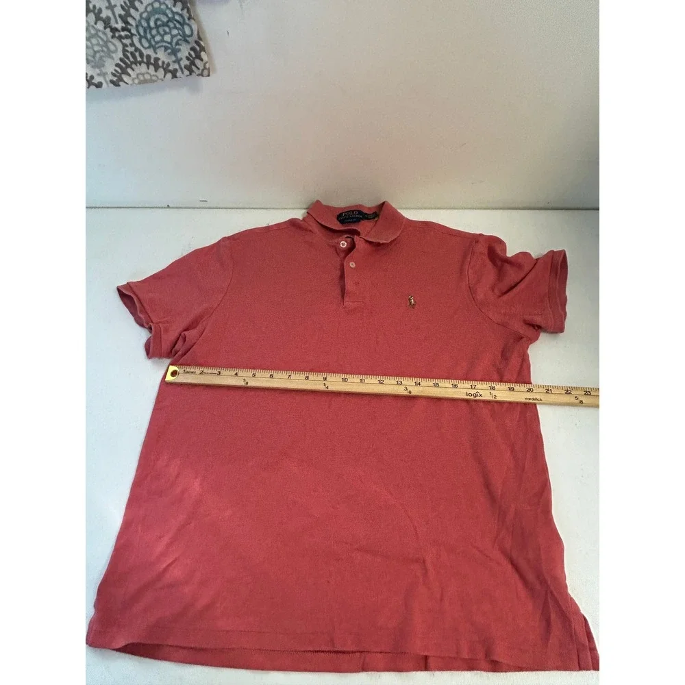 Polo Ralph Lauren Classic Fit Mens‎ Coral Pink Polo Shirt Medium Pony Logo